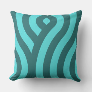 Coussin Deux Tons Turquoise, Motif D'Ondes Écartées