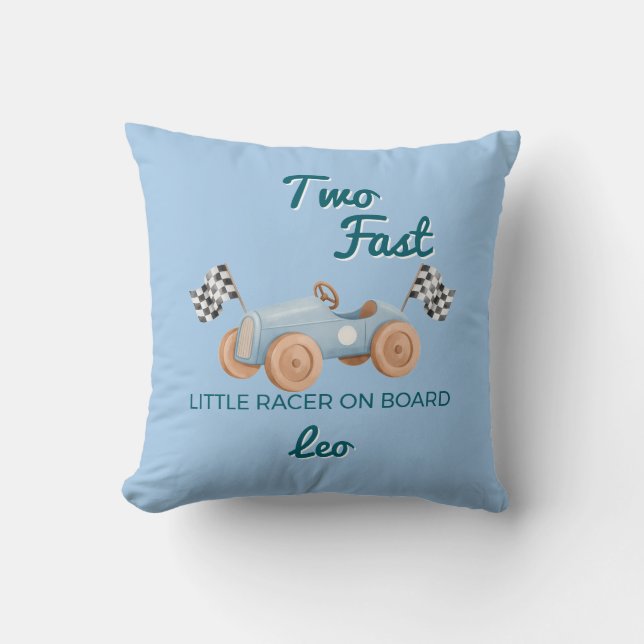 Coussin Deux voitures de course rapides Garçon 2ème Annive (Recto)