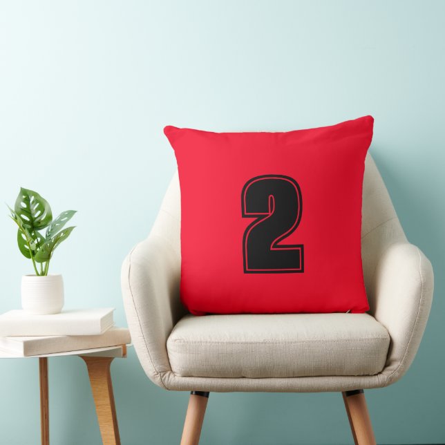 Coussin Deuxième numéro rouge noir décoration intérieure c (Chaise)