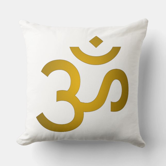 Coussin Devanagari om - Blanc (Recto)