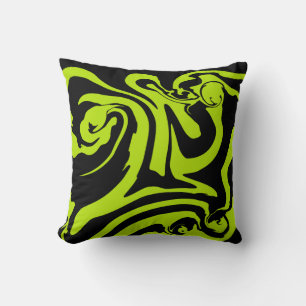 Coussin Déversement - Lime vert et noir