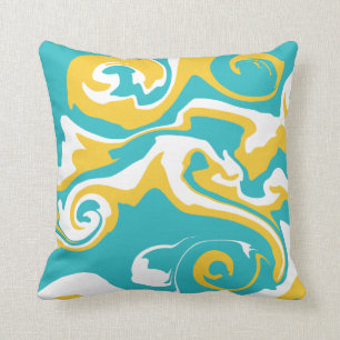Coussin Déversement - Turquoise et Jaune