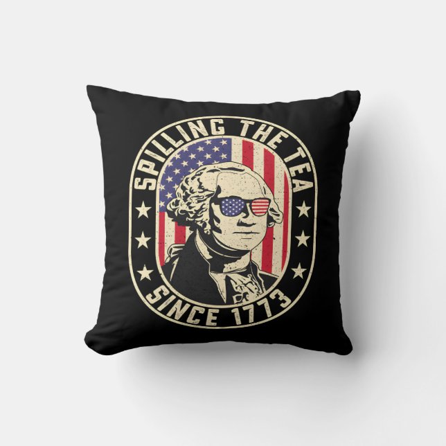 Coussin Déverser Le Thé Depuis 1773 - George Washington (Recto)