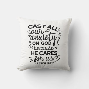 Coussin Déversez Toute Votre Anxiété – 1 Pierre 5:7 Verset