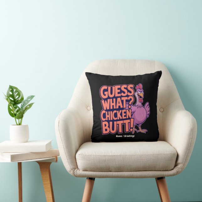 Coussin Devine quoi ? Un derrière de poulet ! Design amusa (Chaise)