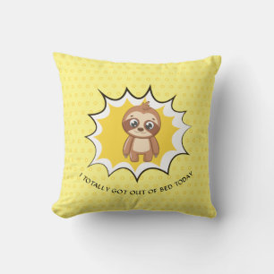 Coussin Devis drôle personnalisé Jaune Polka Dot Sloth
