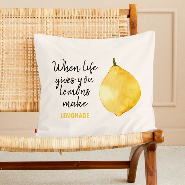 Coussin Devis jaune citron amusant (Créateur téléchargé)