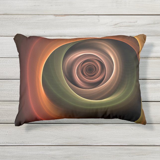 Coussin D'extérieur 3D Spirale Abstraite couleurs chaudes Art fractal  (Devant)