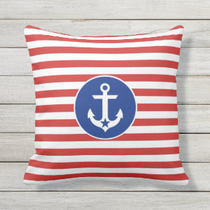 Coussin D'extérieur 4 juillet carreau rayé d'Ancre nautique