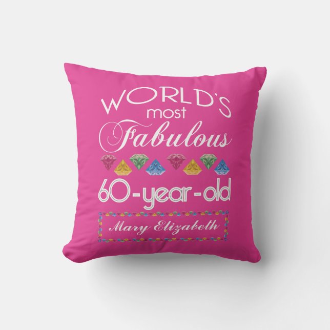 Coussin D'extérieur 60e anniversaire des plus fabuleuses pierres color (Recto)