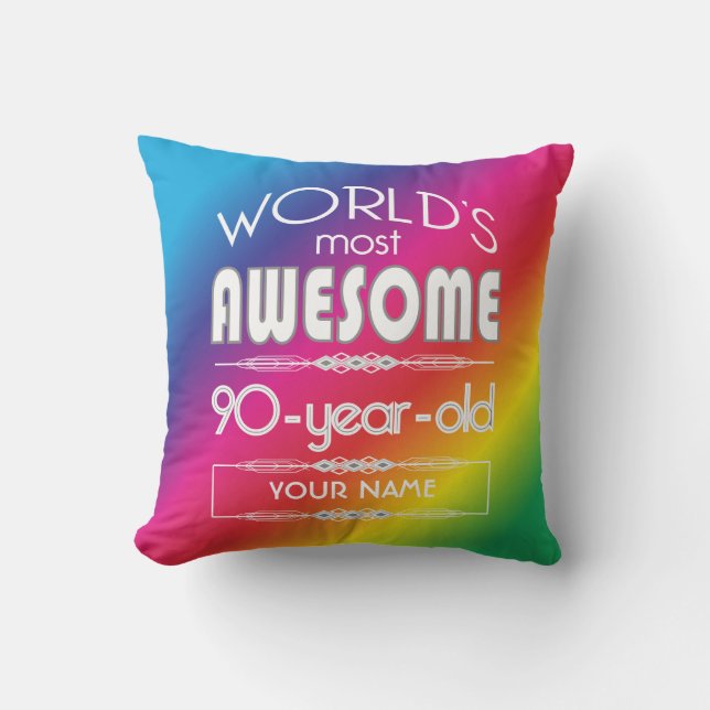 Coussin D'extérieur 90e Anniversaire Mondes meilleur arc-en-ciel fabul (Recto)