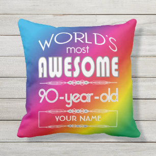 Coussin D'extérieur 90e Anniversaire Mondes meilleur arc-en-ciel fabul