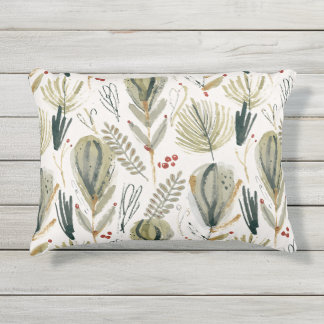Coussin D'extérieur Abstract Scandinavian Christmas Foliage Sage Green
