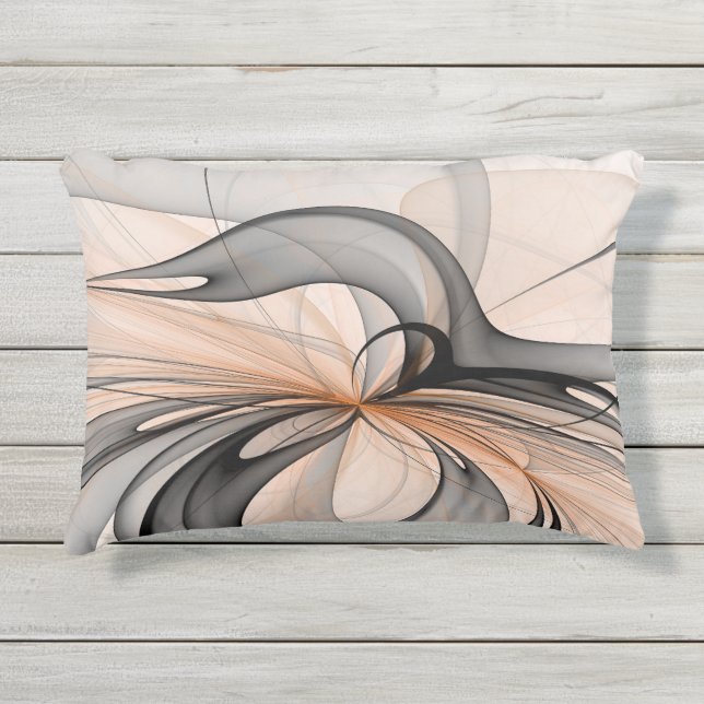 Coussin D'extérieur Abstrait Anthracite Grey Sienna Art moderne fracta (Devant)