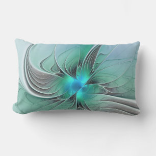 Coussin D'extérieur Abstrait avec bleu, art fractal moderne