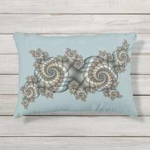 Coussin D'extérieur Abstrait Beige clair Bleu Fractal Art Spirales