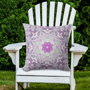 Coussin D'extérieur abstrait chic girly motif pastel violet damask