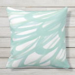 Coussin D'extérieur "Abstrait des pétales de menthe<br><div class="desc">Coussin imprimé avec peinture acrylique abstraite originale en vert menthe doux et blanc.</div>