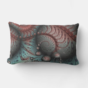 Coussin D'extérieur Abstrait Fantaisie Vive Art Fractal Brun Bleu
