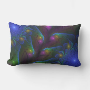 Coussin D'extérieur Abstrait Moderne Trippy Fractal Lumineux Coloré