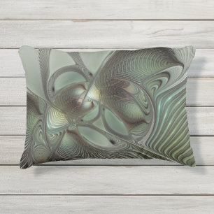 Coussin D'extérieur Abstrait Olive Sage Green Grey Fractal Art Imagina