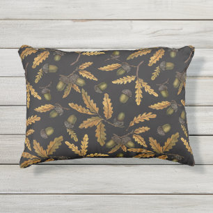 Coussin D'extérieur Acornes et feuilles de chêne sur noir