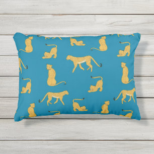 Coussin D'extérieur adorable animal motif tigre guépard tigre bleu