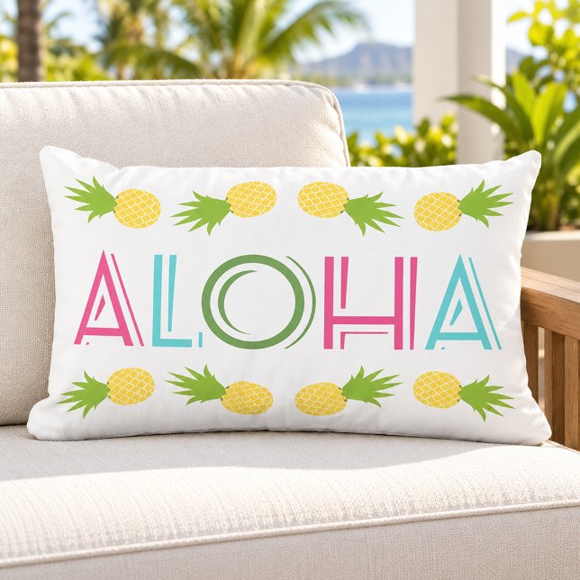 Coussin D'extérieur Aloha Coloré Ananas Tropical (Créateur téléchargé)