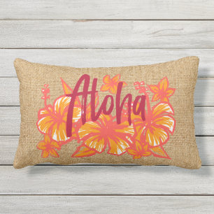 Coussin D'extérieur Aloha Kakahiaka Hawaiian Hibiscus Faux Grass