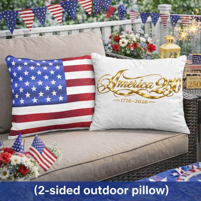 Coussin D'extérieur  America 250 Anniversary Patriotic Outdoor  (Decorate outdoor space with America's 250 Anniversary 2-sided accent pillow. )
