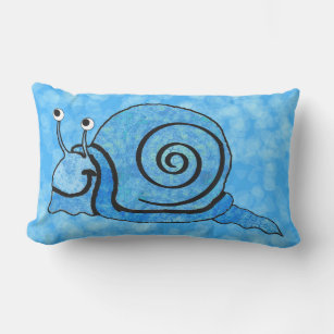 Coussin D'extérieur Amusant Bright Aqua Bleu Motif Cartoon Snail