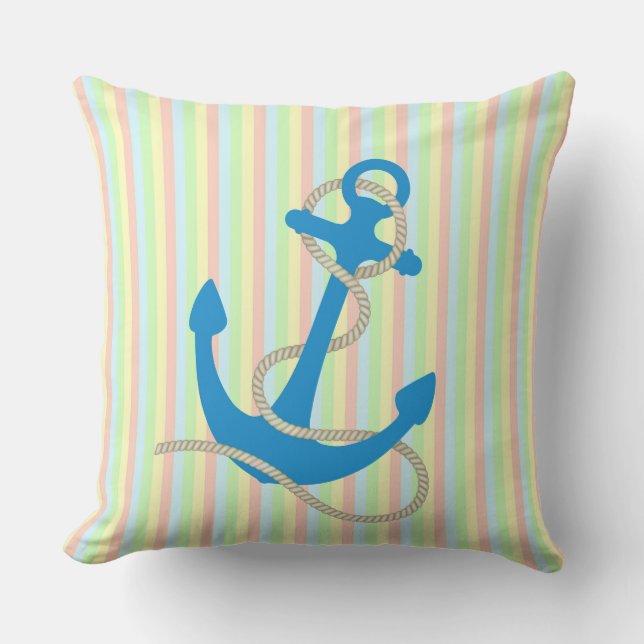 Coussin D'extérieur Ancre et rayures (Recto)
