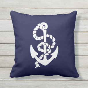 Coussin D'extérieur Ancre marine Bleue Nautique Extérieur Jeu d'oreill