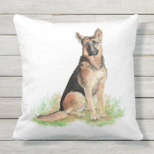 Coussin D'extérieur Aquarelle berger allemand chien animal animal anim