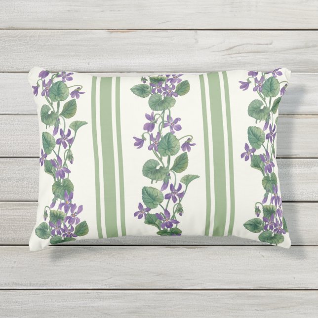 Coussin D'extérieur Aquarelles violettes et rayures (Devant)