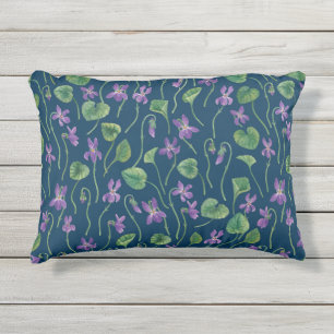 Coussin D'extérieur Aquarelles violettes sur fond bleu