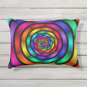 Coussin D'extérieur Arrondi et psychédélique coloré Art moderne fracta