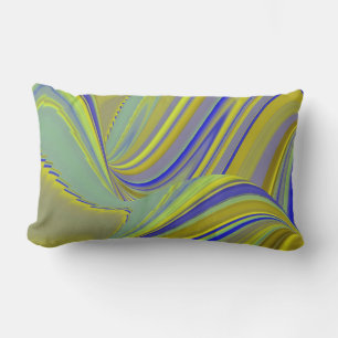 Coussin D'extérieur Art Abstrait 3D Arc-en-ciel en Or Jaune Bleu
