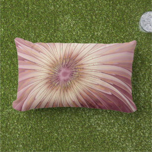 Coussin D'extérieur Art Abstrait Fractal Fleur & Tons de Bourgogne