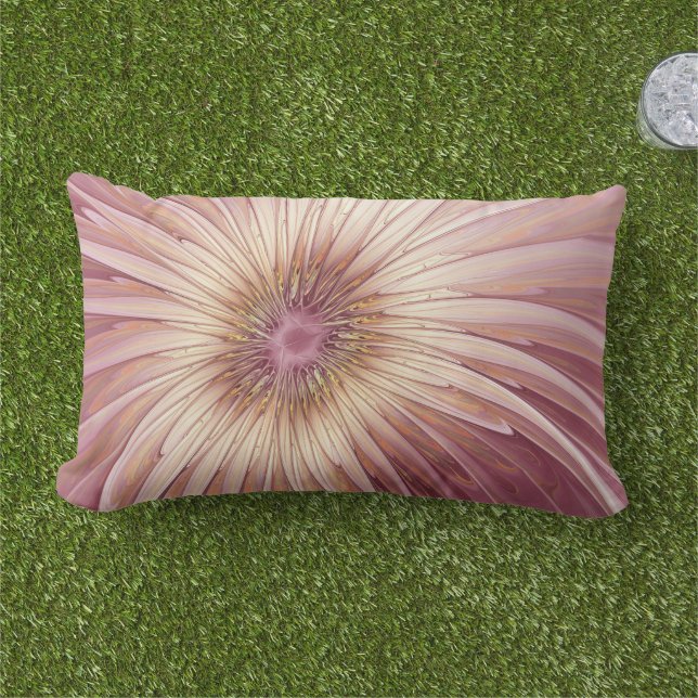 Coussin D'extérieur Art Abstrait Fractal Fleur & Tons de Bourgogne (Herbe)
