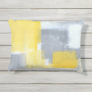 Coussin D'extérieur Art abstrait gris et jaune "régulier"