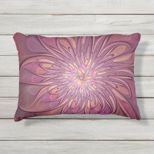 Coussin D'extérieur Art floral fractal moderne abstrait couleurs de ba