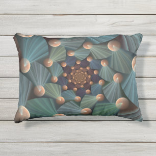Coussin D'extérieur Art Fractal Abstrait Avec Profondeur Bleu Brown Ar