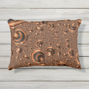 Coussin D'extérieur Art fractal orange noir en spirale funky trippy