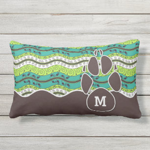Coussin D'extérieur Assieds-toi et restes Amoureux des chiens monogram