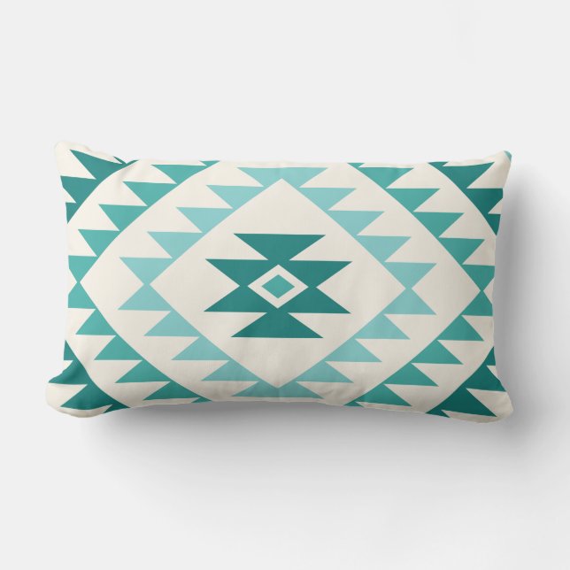 Coussin D'extérieur Aztec Diamond Motif Design Tee & Crème (Recto)