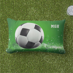 Coussin D'extérieur Balle de soccer monogramme personnalisée
