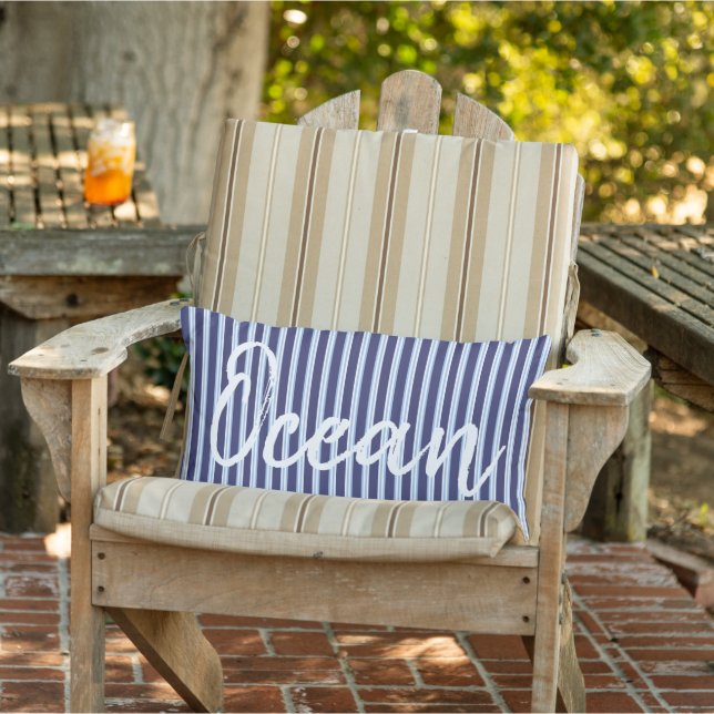 Coussin D'extérieur Bande bleue marine (Chaise)