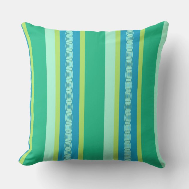 Coussin D'extérieur Bande d'auvent du milieu du siècle - vert jade (Recto)