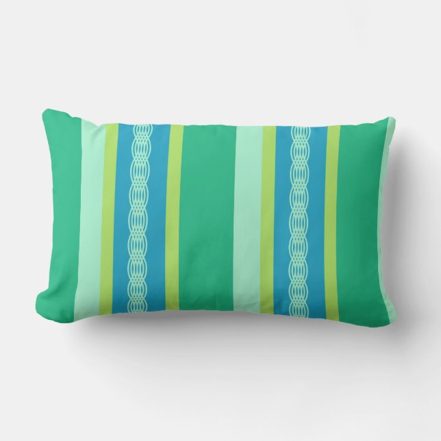 Coussin D'extérieur Bande d'auvent du milieu du siècle - vert jade (Recto)